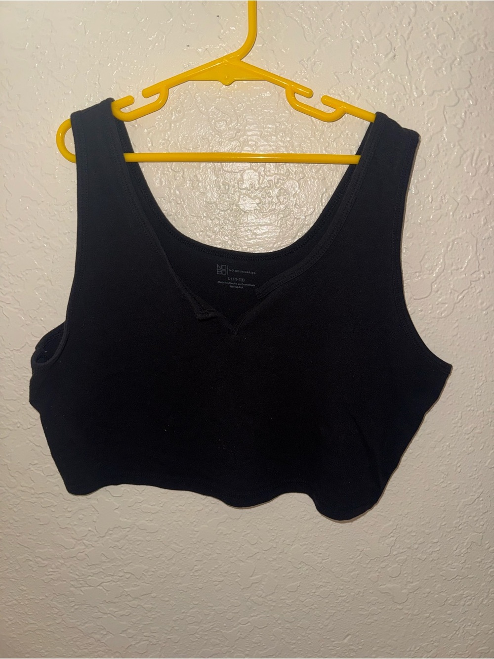 No Boundaries Black Ribbed Scoop Crop Tank